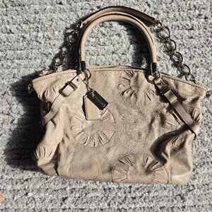 Coach Madison Sophia Embellished Satchel Leather Bag in Tan